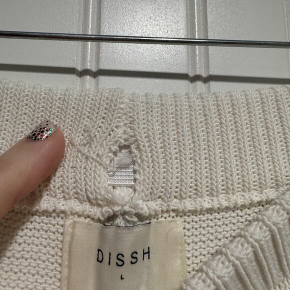 Dissh Mara White Knit Wide Leg Pants Pull On Relaxed Comfy Size Large - Picture 4 of 7